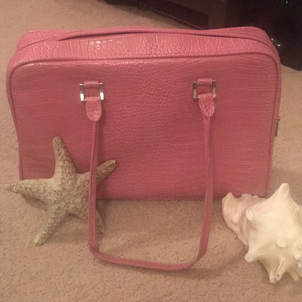 Pink leather computer bag